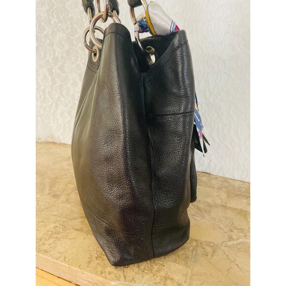 Coach penelope F15894 BLACK pebble Leather large Satchel BAG PURSE shoulder bag - Picture 4 of 6